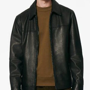 Marc New York by Andrew Marc Men's Leather Shirt Collar LeatherJacket- Black